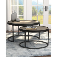 Coaster Furniture 931215 2-piece Round Nesting Tables Weathered Elm